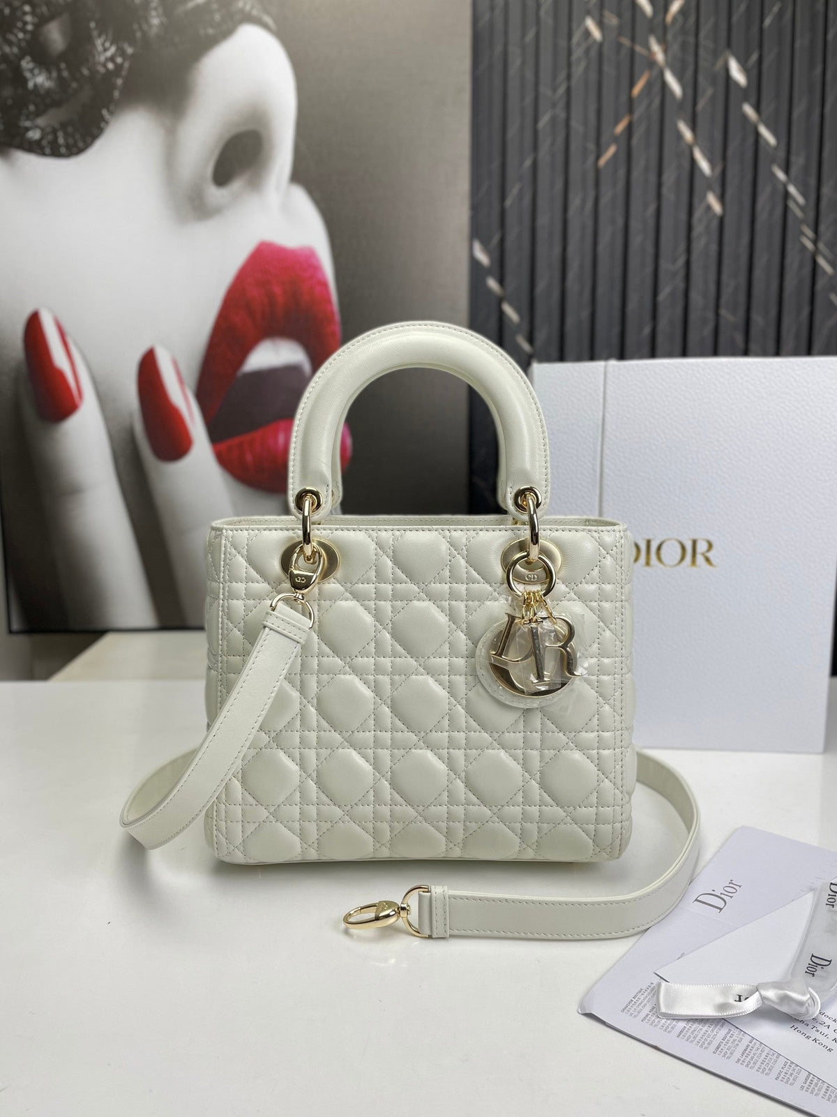 Dior Lady Medium White Bag 24cm — view 1