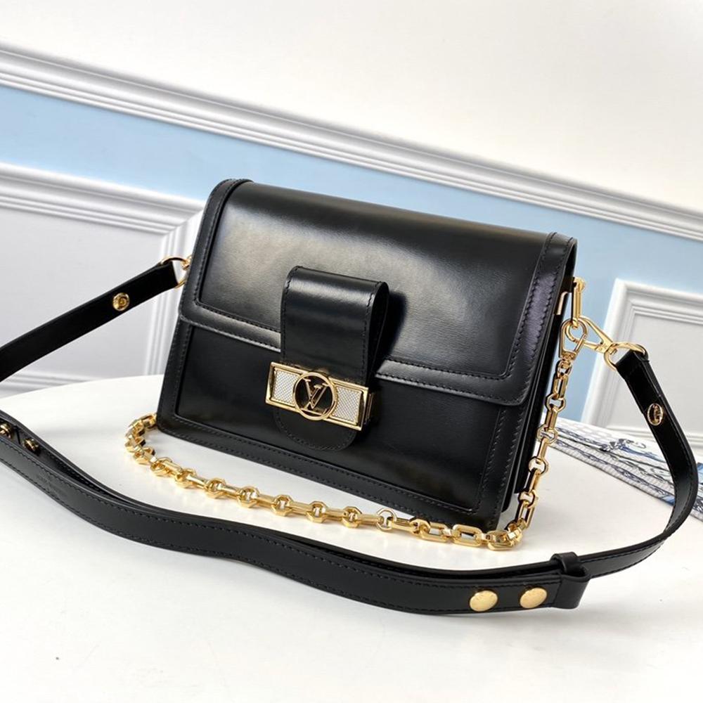 LV Dauphine MM Black Smooth Handbag — view 1