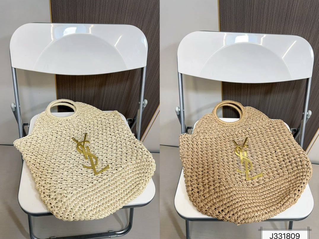 YSL Saint Laurent Summer Raffia Tote Bag — view 2