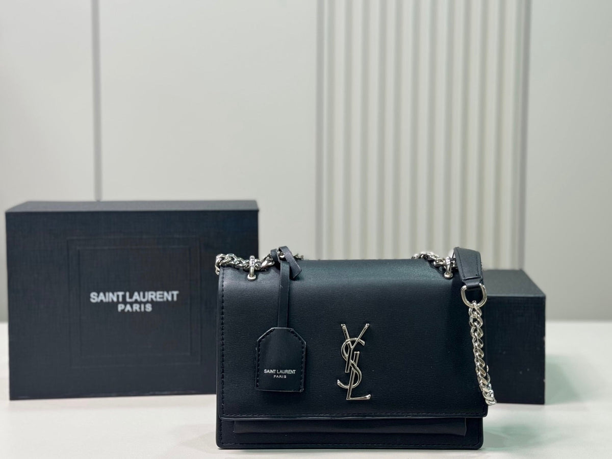 Saint Laurent Sunset Medium Monogram YSL Crossbody Bag - Black — view 1