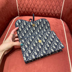 Dior Saddle Pouch Blue Dior Oblique Jacquard — view 4