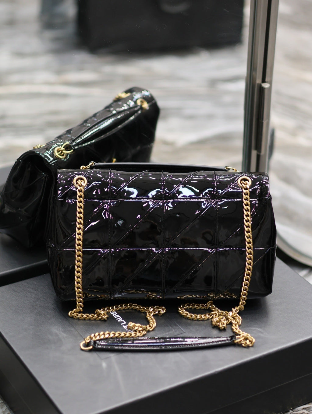 YSL Jaime Patent Black Bag — view 2