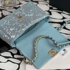Chanel Sequin Quilted Medium Flap Bag - Sky Blue — view 4