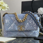 Chanel 19 Sequin Flap Bag - Light Blue — view 1