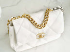 Chanel 19 Large Handbag Lambskin Gold AS1161 White — view 3