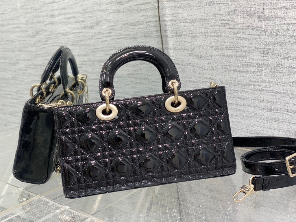 Dior Lady D-Joy Medium Patent Black Leather Bag — view 2