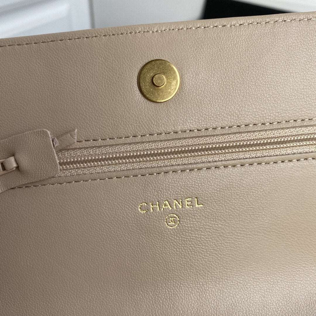 Chanel 19 Wallet On Chain WOC Beige — view 9