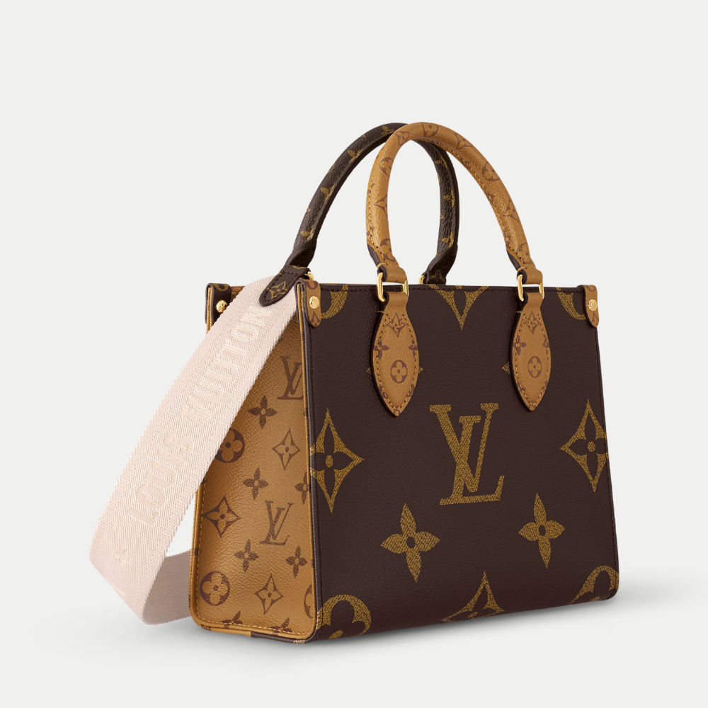 LV OnTheGo PM Monogram Reverse Canvas Tote Handle Bag with Double Handles and Adjustable Strap - Brown — view 2
