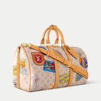 LV Keepall Bandoulière 45 Monogram Dune Canvas Travel Handle Shoulder Bag with Leather Trim and Travel Patches — view 2