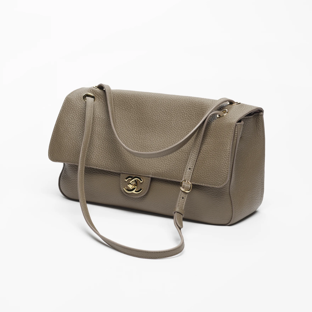 Chanel Maxi Flapbag Gold-Tone - Dark Khaki — view 2
