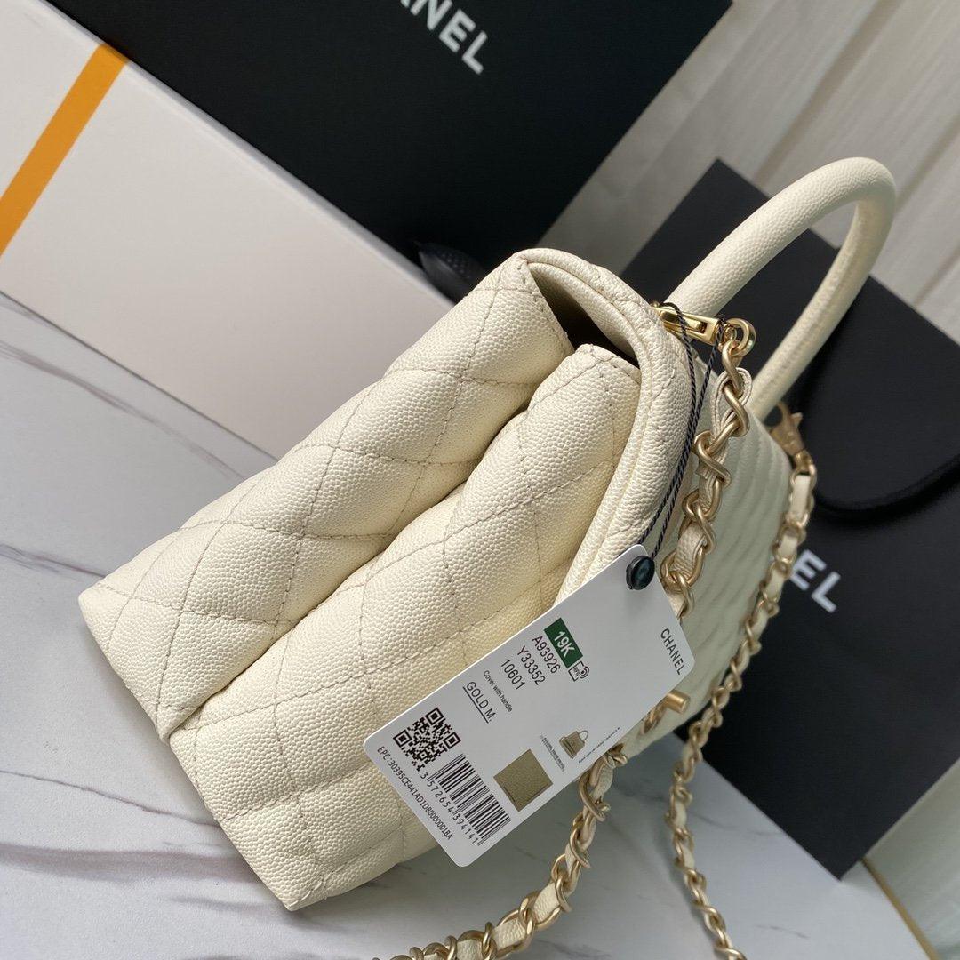 Flap Bag with Top Handle - White — view 4