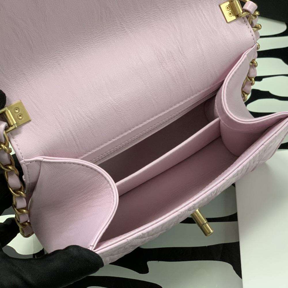 Chanel Mini Flap Bag Pink with Top Handle — view 6