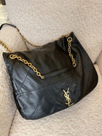 YSL Saint Laurent Chain Leather Shoulder Bag - Black — view 2