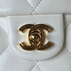 Chanel Flap Bag Gold Top Handle White — view 6