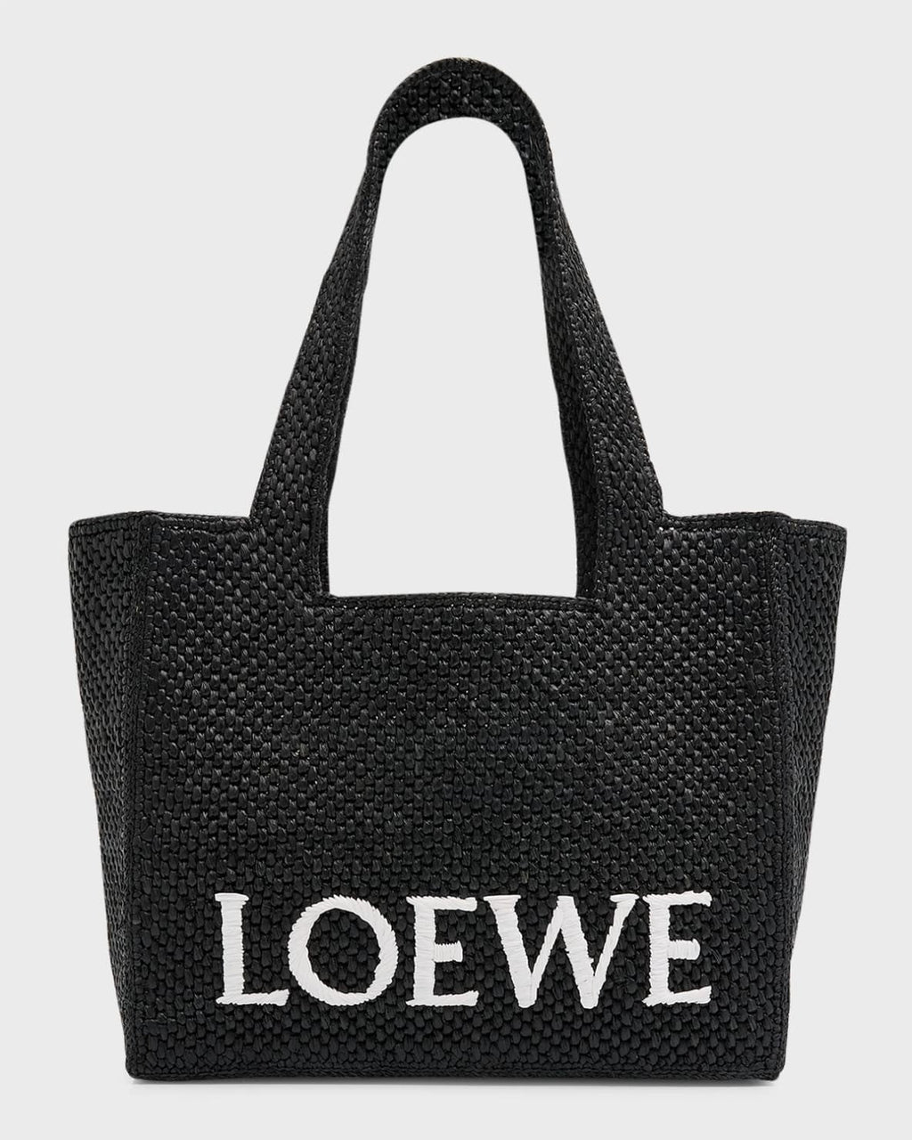 Loewe Logo Raffia Tote Bag - Black — view 3