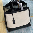 YSL Tag Hobo Bag - Beige/Black — view 1