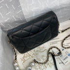 Chanel Pearl Logo Strap Flap Bag Black — view 2