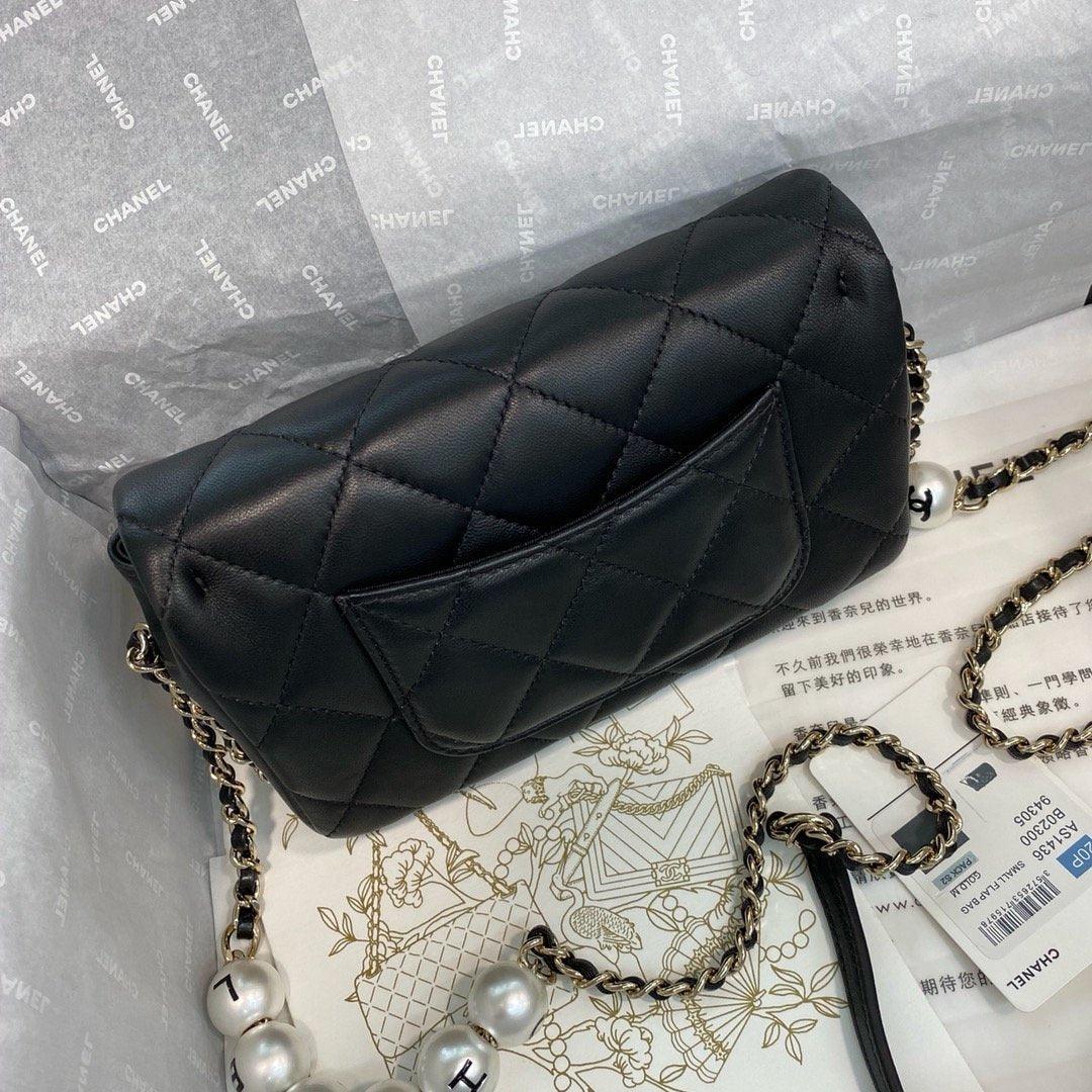 Chanel Pearl Logo Strap Flap Bag Black — view 2