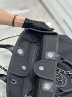 Chanel Natural Canvas and Black Leather Large Pearl Deauville Tote — view 5