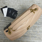 YSL Small Loulou 23 Beige Leather Gold Shoulder Bag — view 6