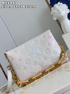 LV Coussin BB Monogram Canvas Shoulder Crossbody Bag with Chain Strap and Milkway Pastel Colors - White — view 3