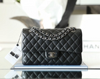 Chanel Timeless Classic Flap Bag Silver Hardware - Black — view 1