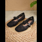 Dolce Lace Flats - Black — view 1