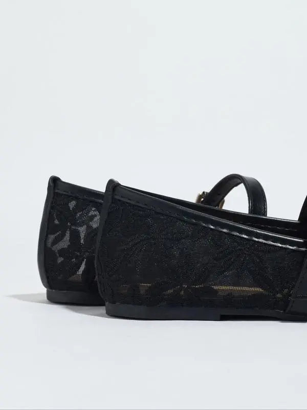 Dolce Lace Flats - Black — view 2