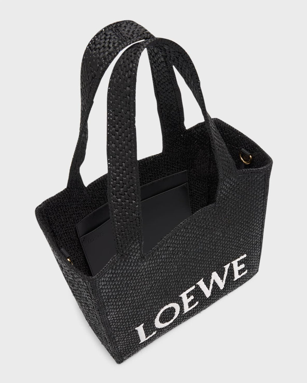 Loewe Logo Raffia Tote Bag - Black — view 5