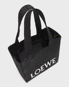 Loewe Logo Raffia Tote Bag - Black — view 5