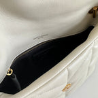 YSL Loulou Puffer Toy Quilted Lambskin Shoulder Crossbody Bag with Chain Strap White — view 6