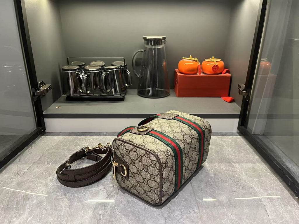 Gucci Mini GG Handbag - Beige and Dark Brown — view 6