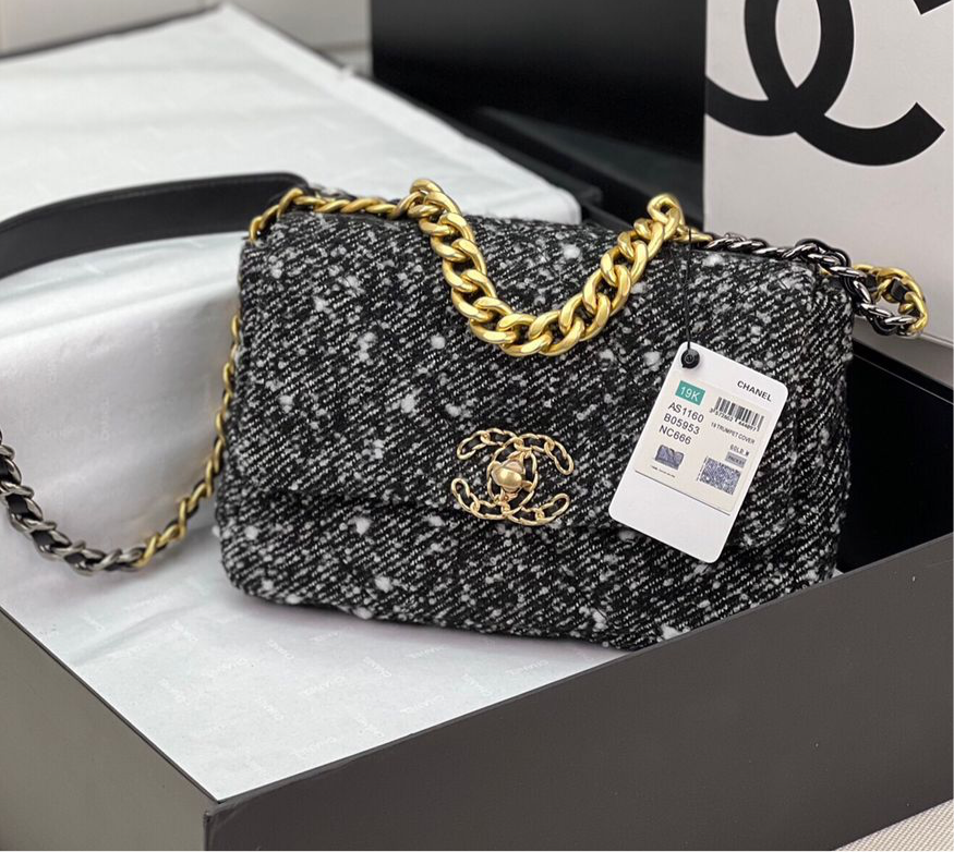 Chanel 19 Small Black and White Orea Tweed Handbag — view 2