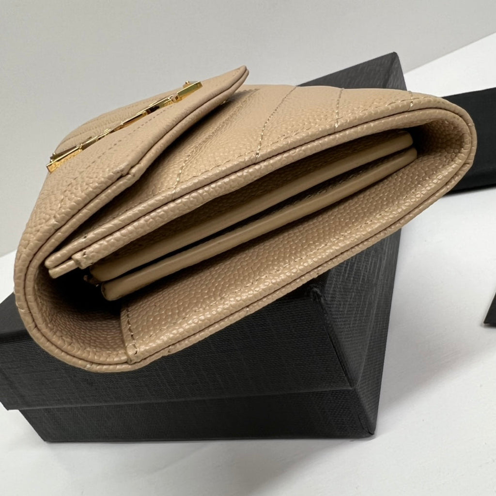 YSL Long Wallet Beige Leather Gold Tone 10772 19cm — view 4