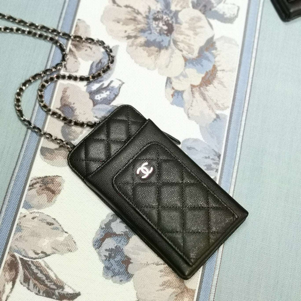 Chanel Quilted CC Phone Holder Wallet - Metallic Ivory — view 2