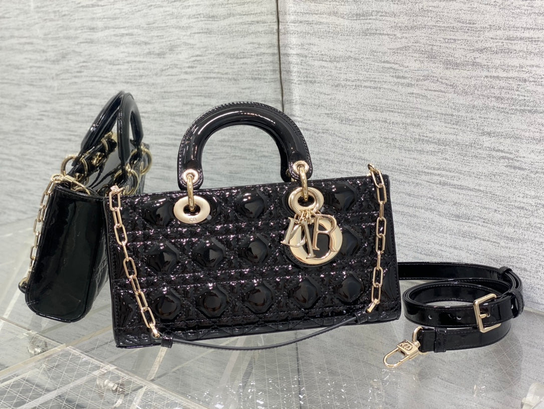 Dior Lady D-Joy Medium Patent Black Leather Bag — view 7