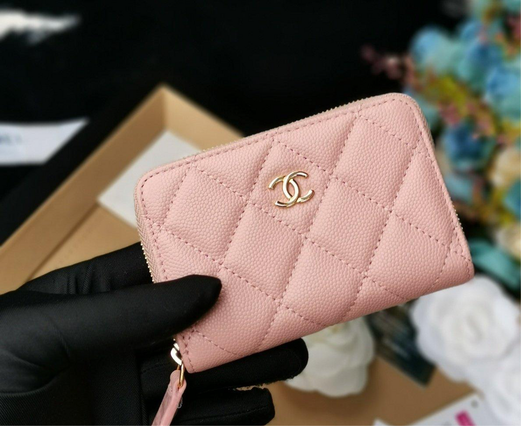 Chanel Navy Wallet Pink - Navy with Pink Accents — view 3