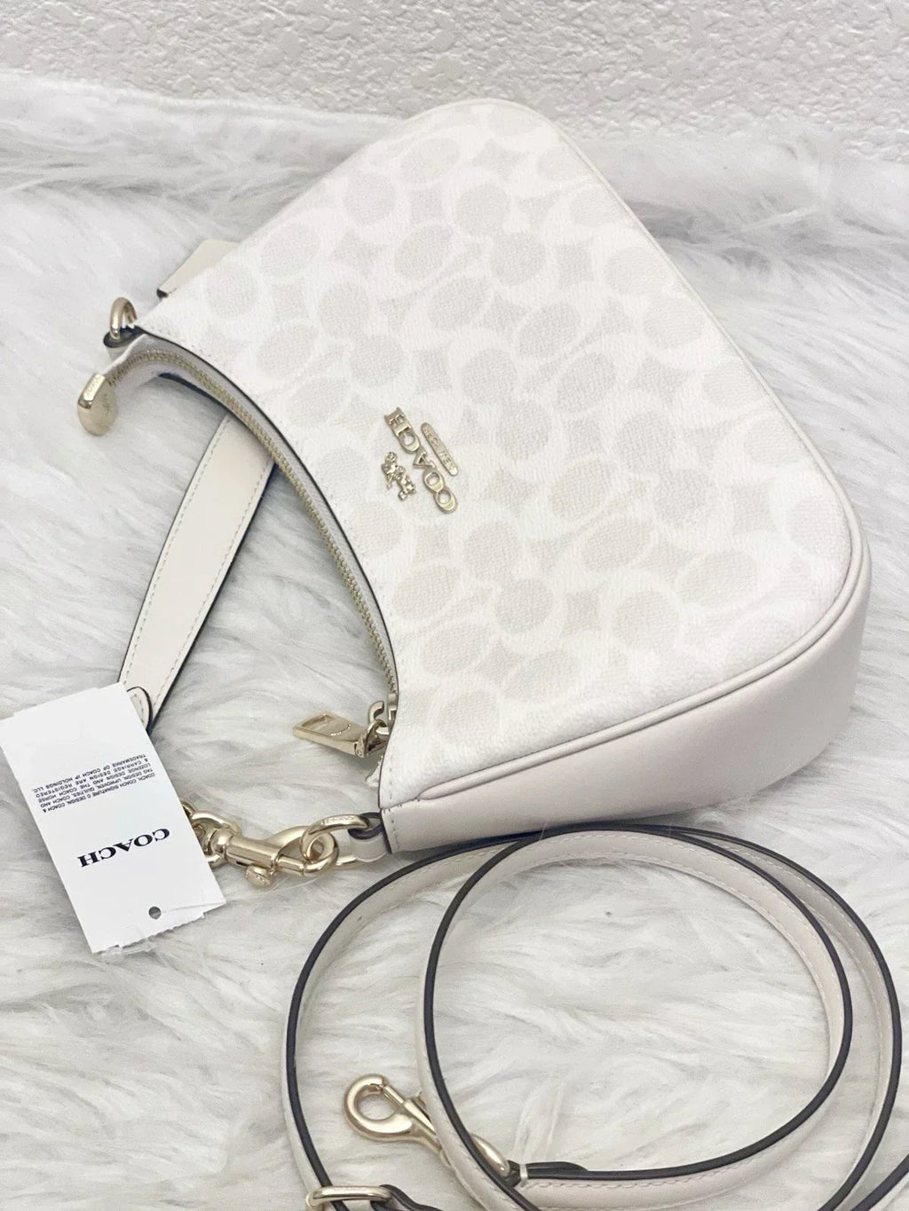 Coach Women's Teri Shoulder Bag Signature Canvas - White/Chalk — view 4