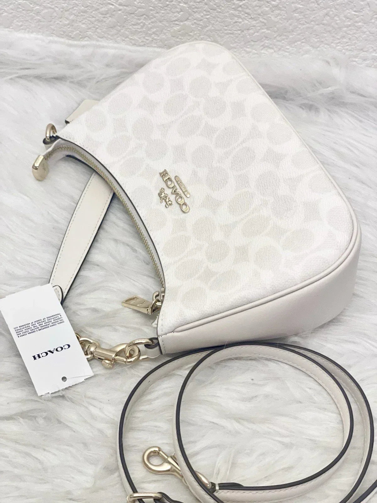 Coach Women's Teri Shoulder Bag Signature Canvas - White/Chalk — view 4