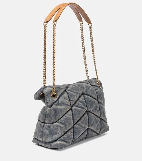 YSL Puffer Small Denim Shoulder Bag — view 2