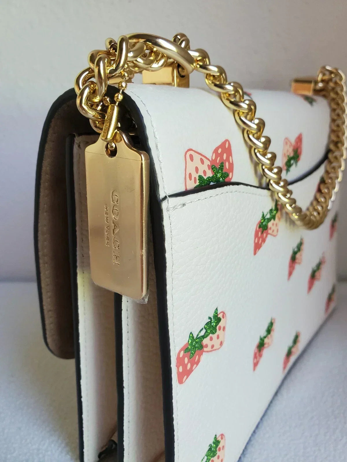 Coach Klare Crossbody with Strawberry Print - White — view 4