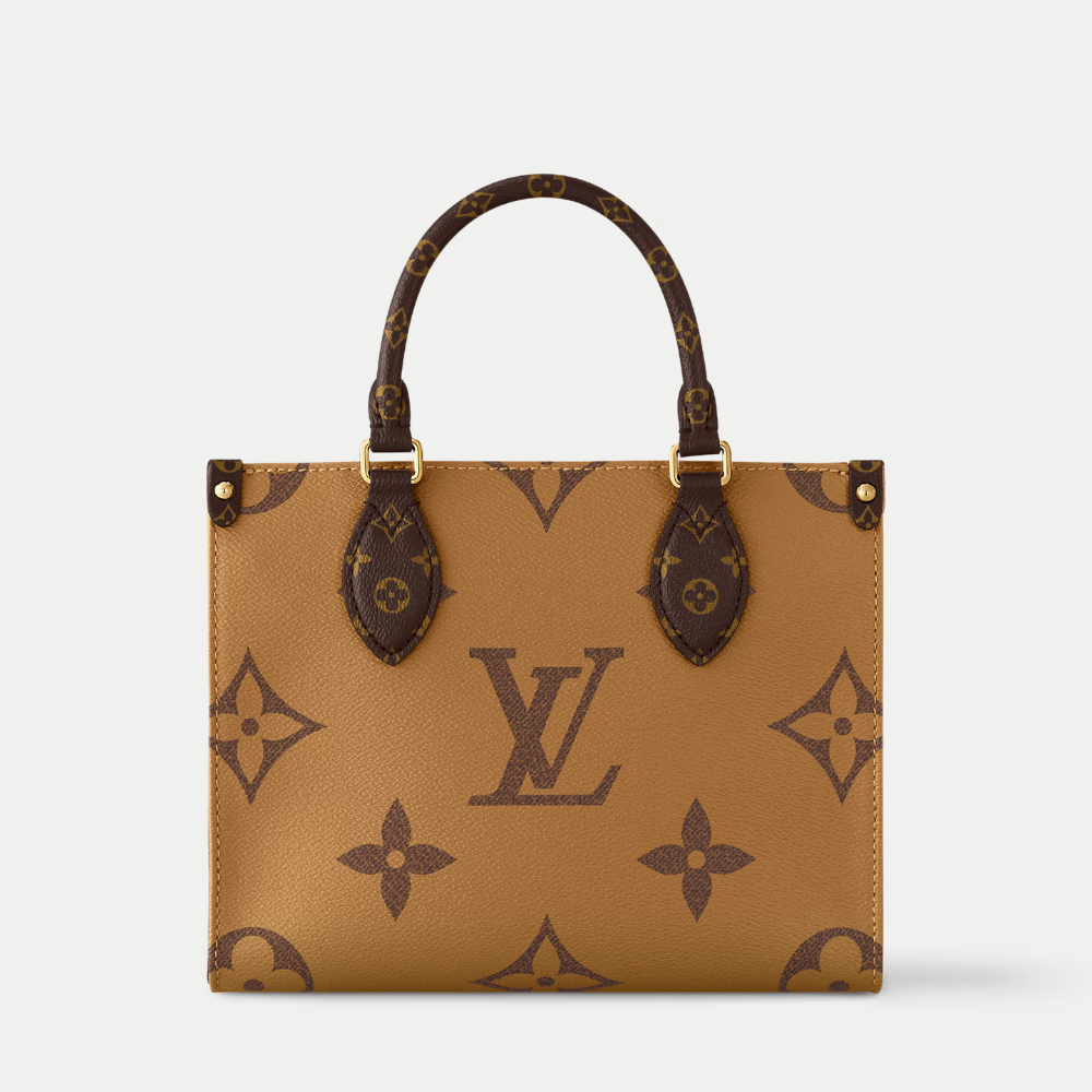 LV OnTheGo PM Monogram Reverse Canvas Tote Handle Bag with Double Handles and Adjustable Strap - Brown — view 3