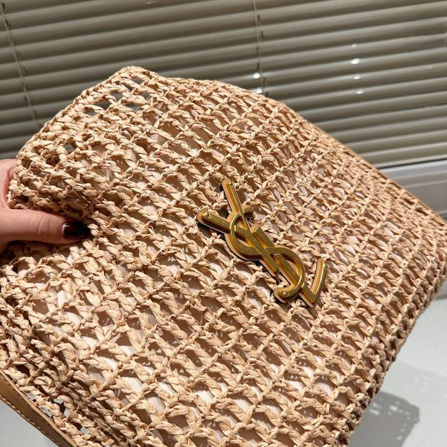 Saint Laurent YSL Raffia Tote Bag — view 10