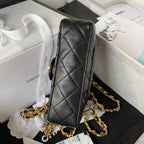 Chanel Flap Bag Gold Top Handle Black — view 4