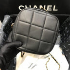 Chanel Runway Black Lambskin Leather Diamond Cut Bag — view 3