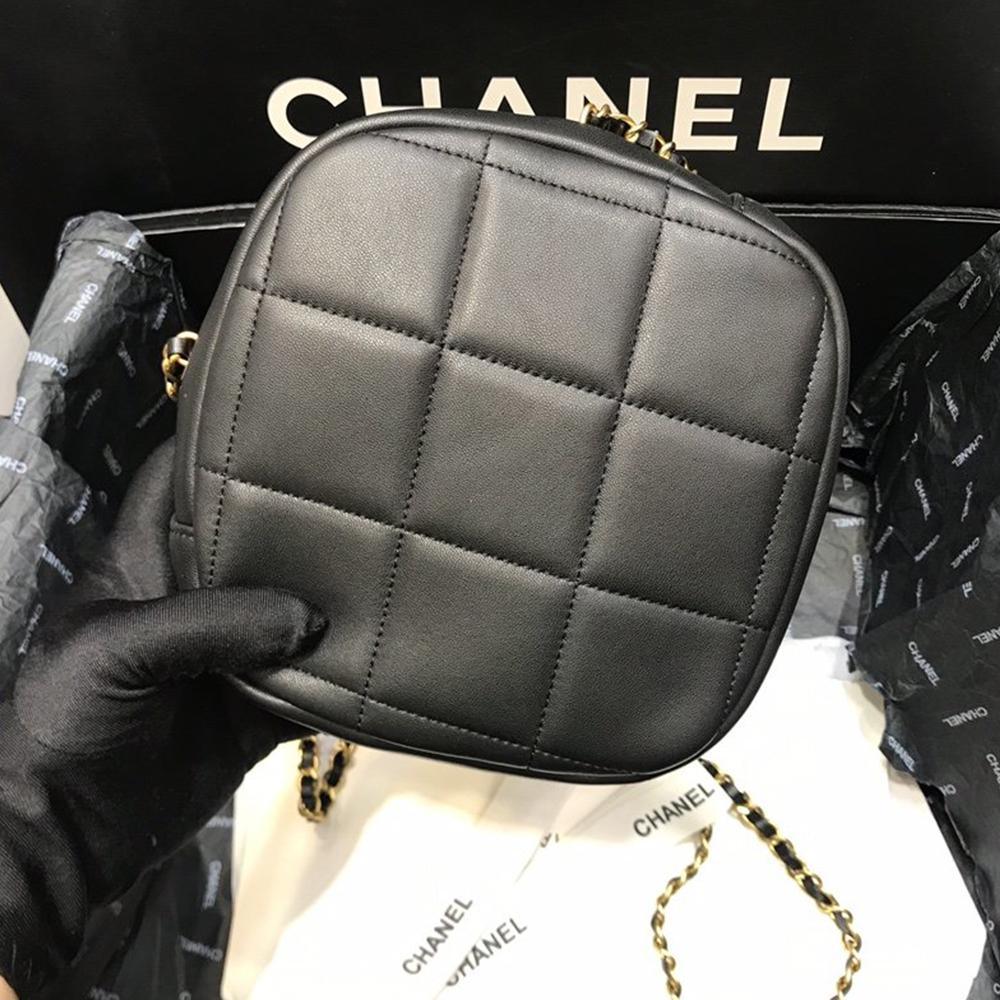 Chanel Runway Black Lambskin Leather Diamond Cut Bag — view 3