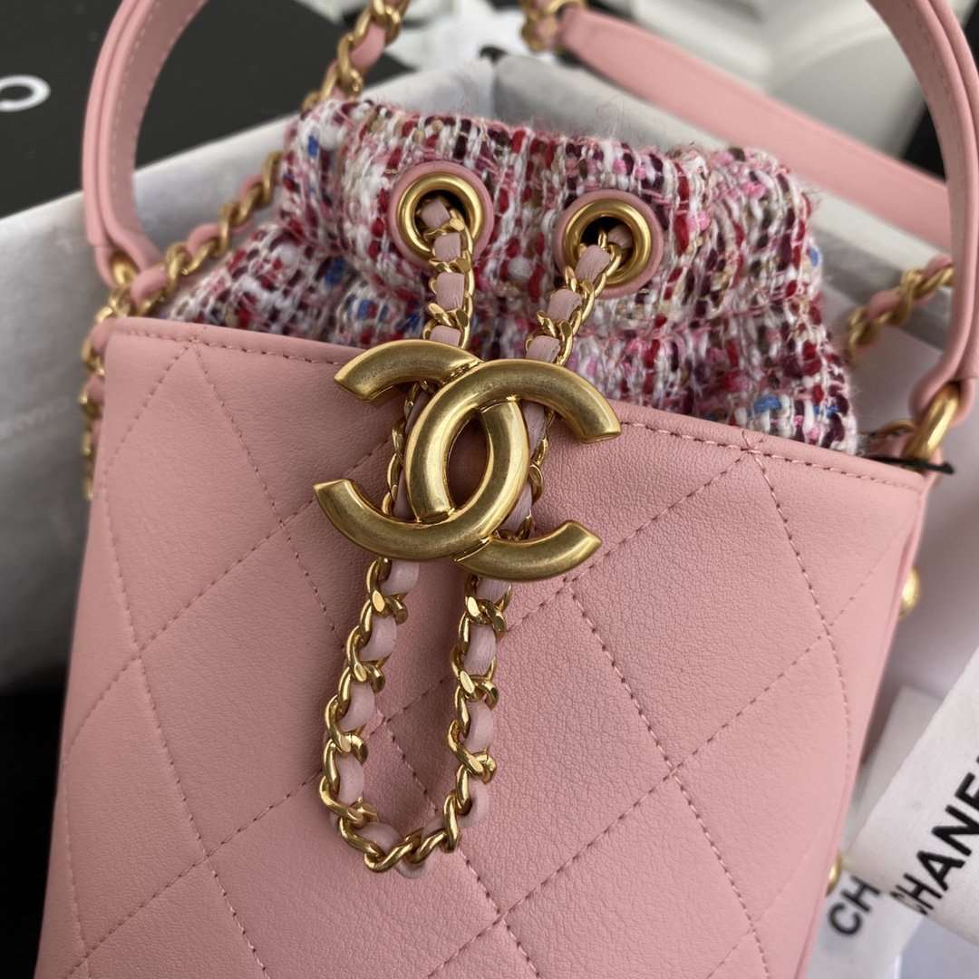 Chanel 2020 Tweed Soul Bucket Bag Pink — view 7