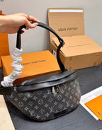 LV Bumbag Monogram Eclipse Canvas Crossbody Bag with Black Leather Trim — view 2