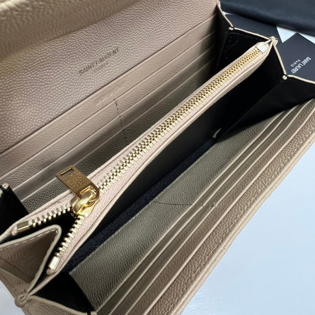 YSL Long Wallet Beige Leather Gold Tone 10772 19cm — view 5