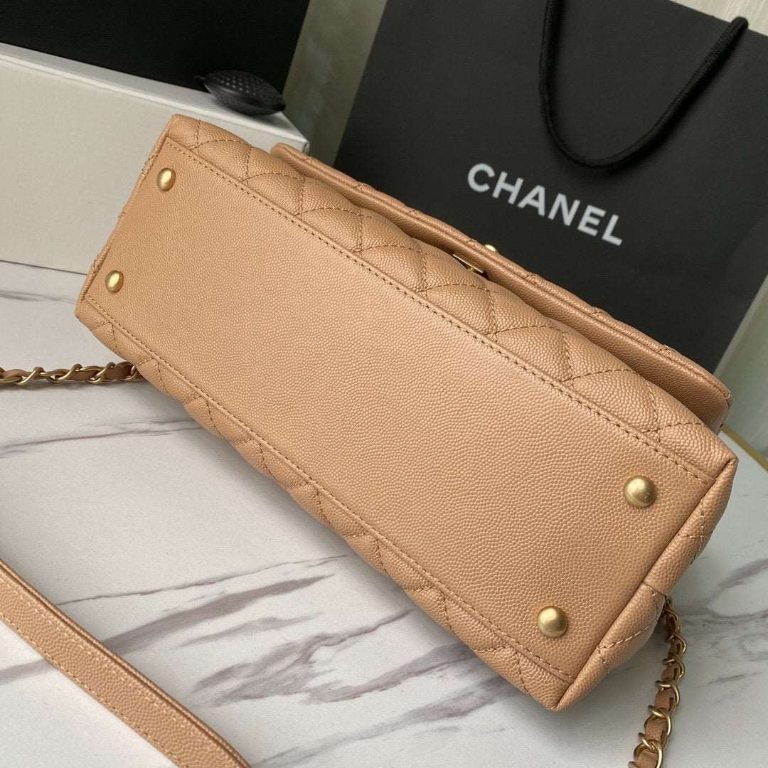 Chanel Flap Bag with Handle Beige — view 5
